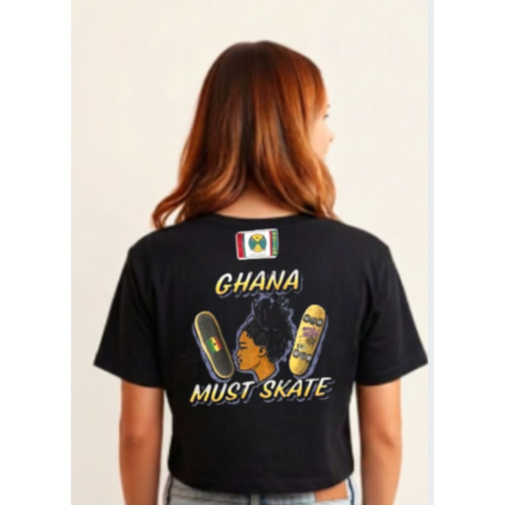 SOLD OUT Cross Colours x Skate Nation Ghana Black Crop T-Shirt